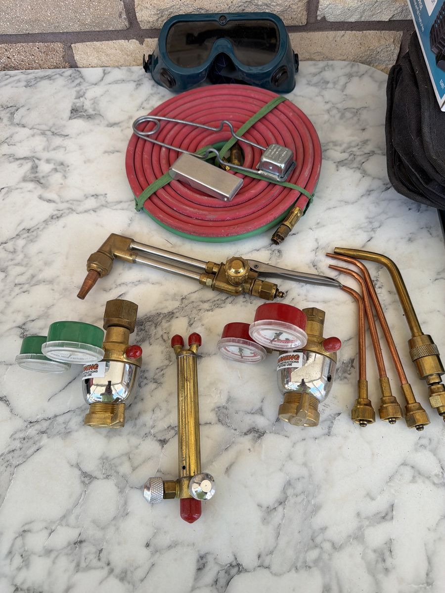 Unbranded Oxy-Acetylene Torch Kit, Welding & Cutting Set w/ Goggles, Hoses, & Regulators