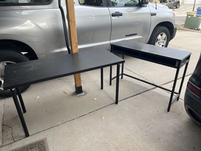 Pair of Black Minimalist Desks - Versatile Home Office Furniture