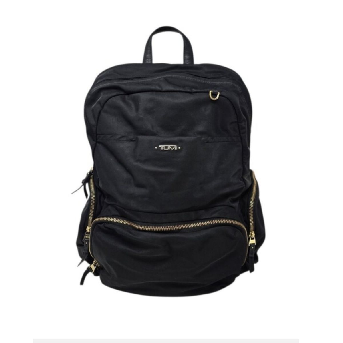 TUMI Voyageur Calais Padded Laptop Nylon Backpack Black Gold Tone