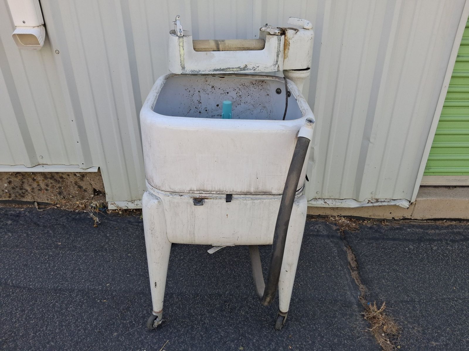 Vintage Mid-Century Wringer Washing Machine with Original Tub and Agitator Parts