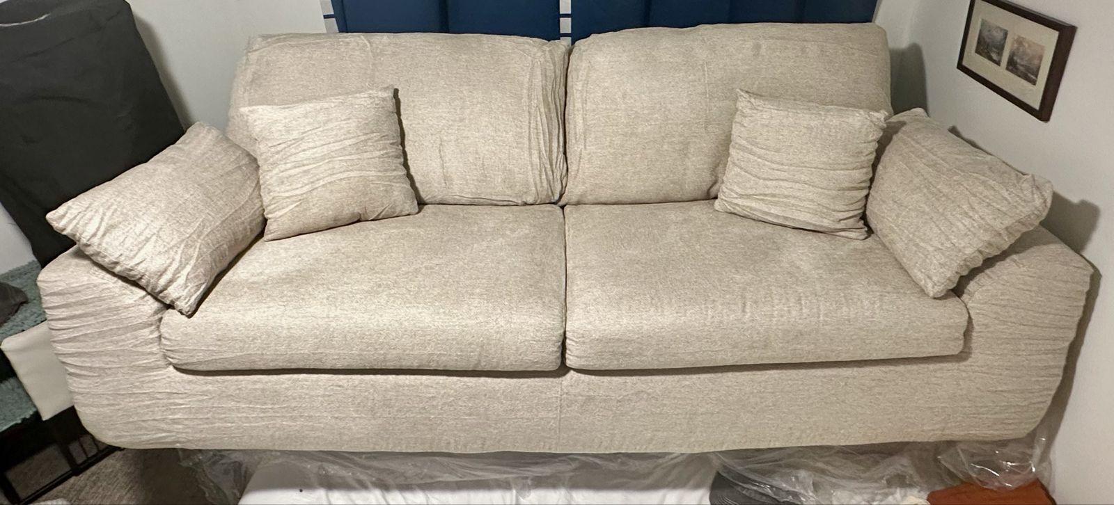 Modern Loveseat Sofa, Cloud, Boneless, Camel Color, Brand New