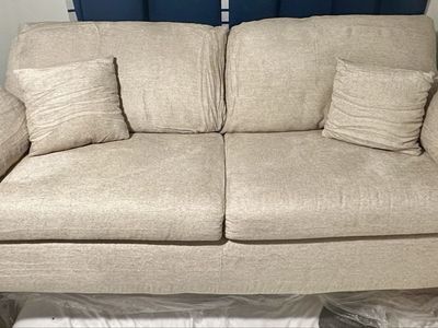 Modern Loveseat Sofa, Cloud, Boneless, Camel Color, Brand New