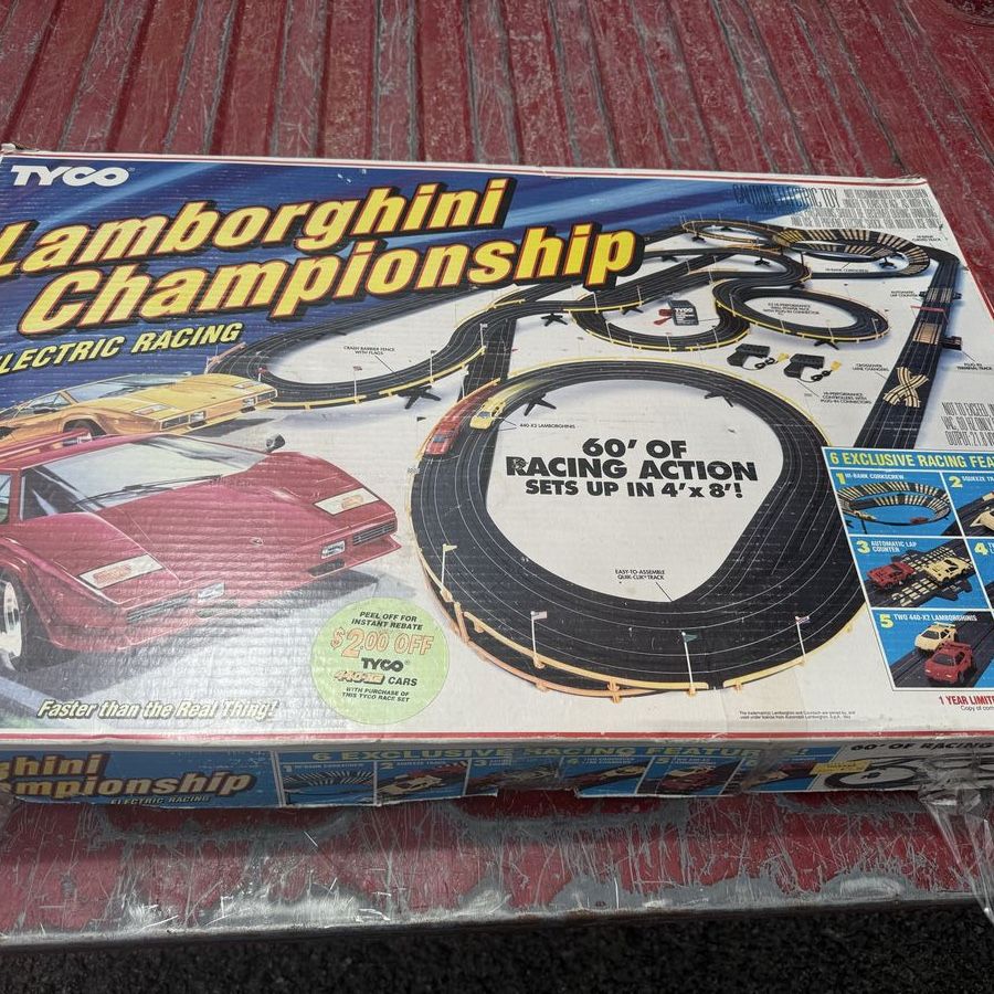 Tyco Lamborghini Championship Electric Racing Slot Car Track Set - 60' of Racing Action