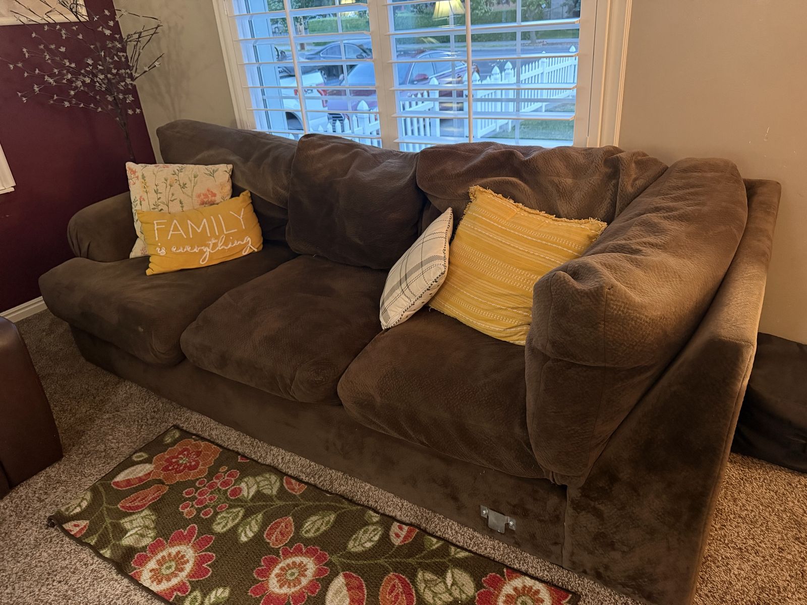 Large Brown Microfiber Sectional Sofa - Comfortably Seats 3-4 People, Great for Living Rooms