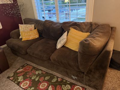 Large Brown Microfiber Sectional Sofa - Comfortably Seats 3-4 People, Great for Living Rooms