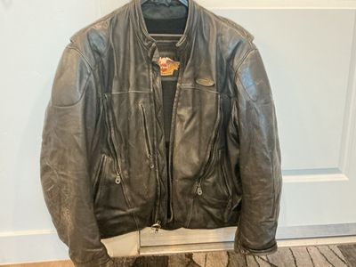 Harley-Davidson Black Leather Motorcycle Jacket for Men, Size XL