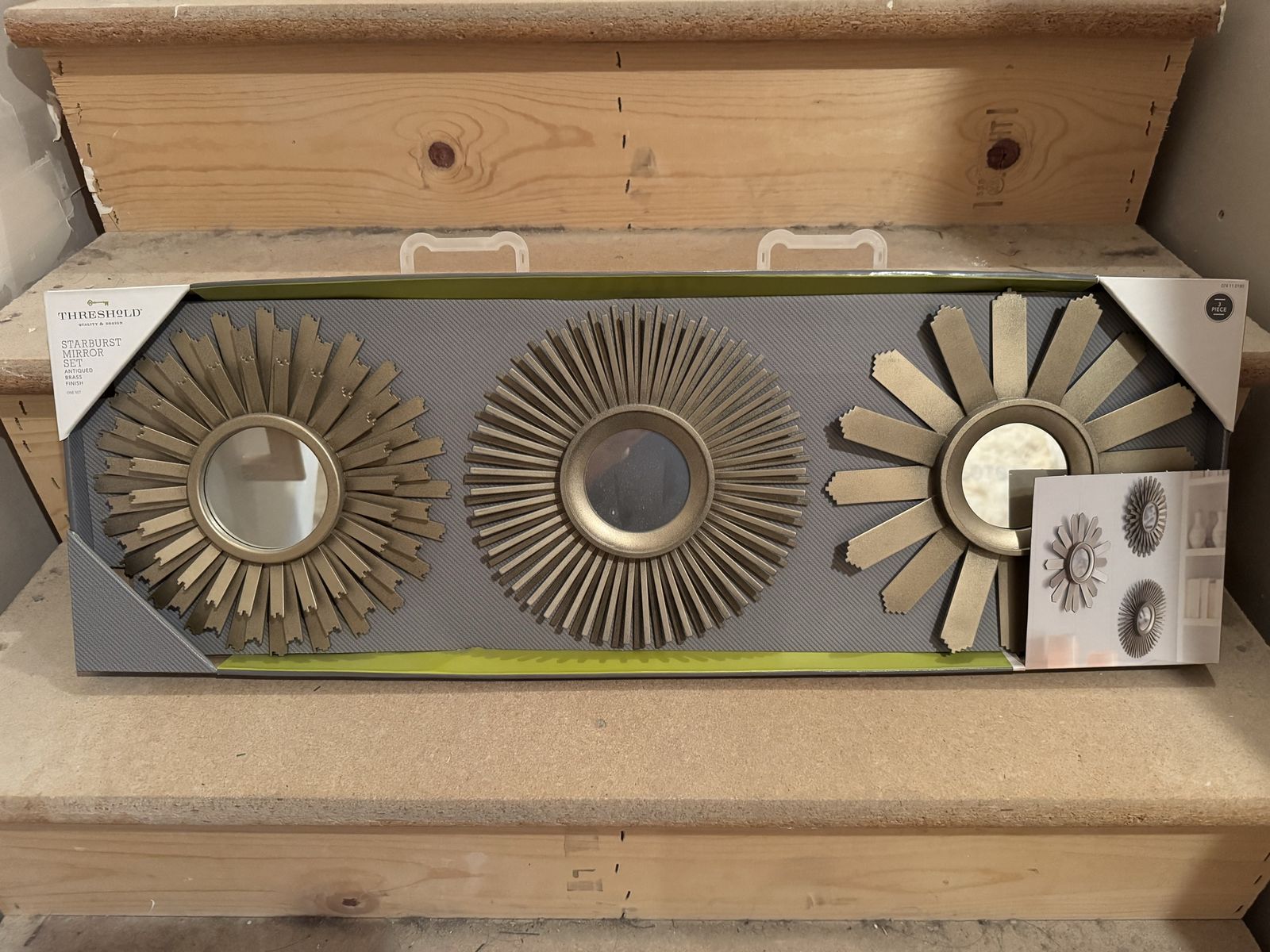 Threshold Starburst Mirror Set - Antiqued Brass Finish, Set of 3 Decorative Wall Mirrors