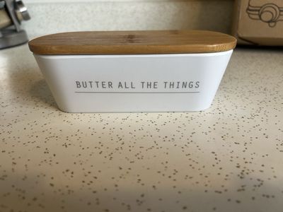 TableCraft “Butter All The Things” Melamine Butter Dish with Bamboo Lid $5
