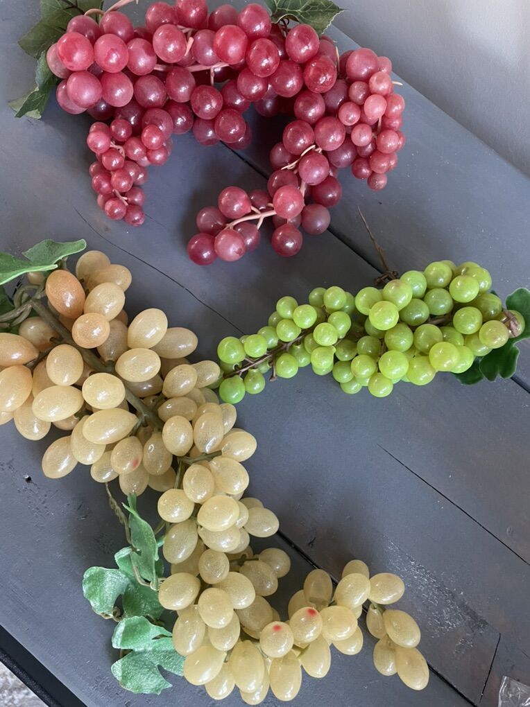 Lot Of 3 Vintage Faux Grapes Realistic Fruit Decor