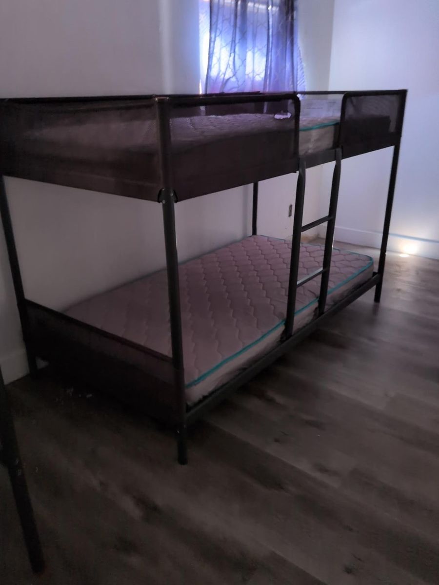 Twin-Over-Twin Metal Bunk Bed with Guardrails