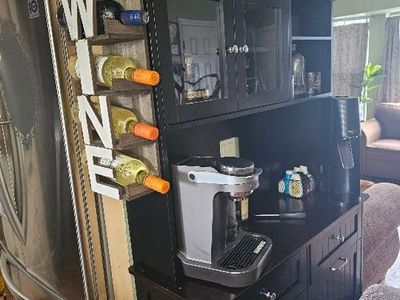 hutch cabinet with hidden trashcan