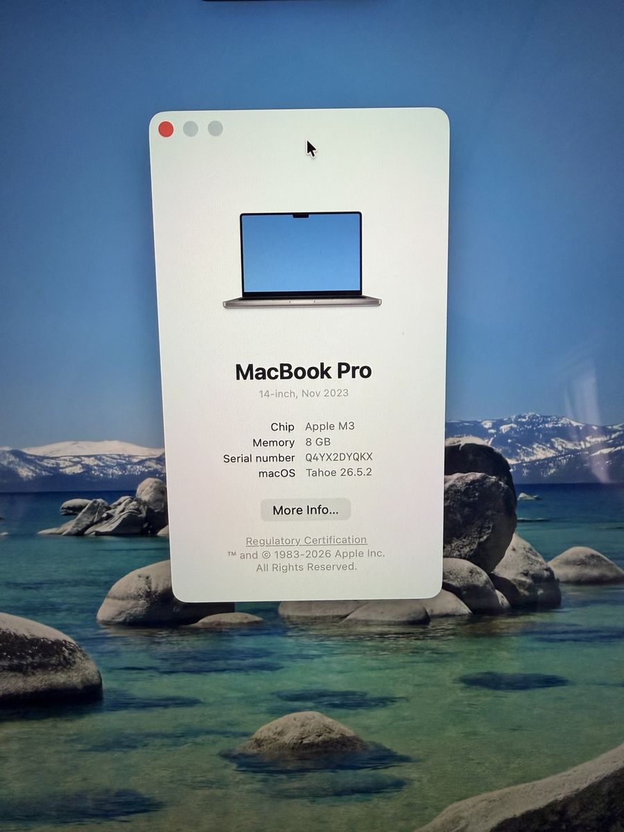 Apple MacBook Pro 14-inch (Nov 2023) M3 Chip 8GB Memory