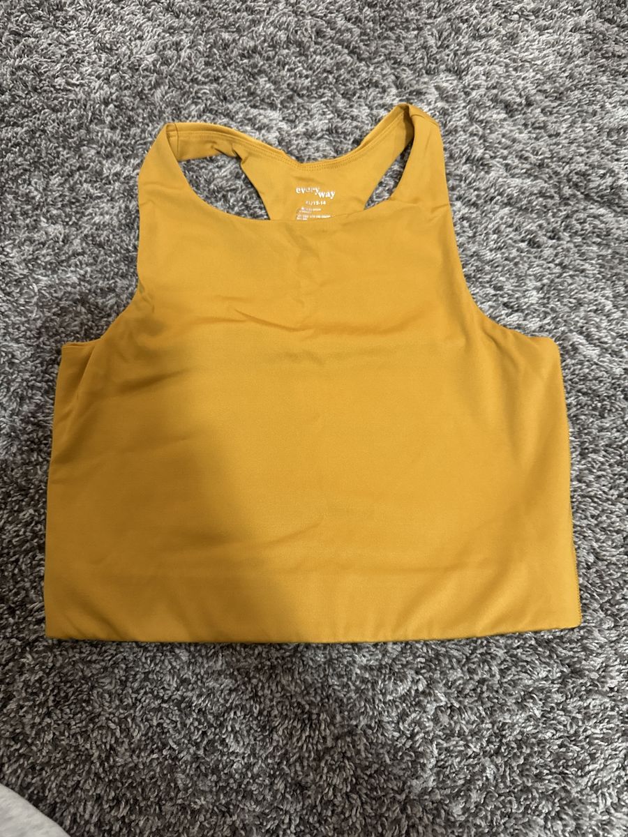 Everyway Racerback Crop Top XL/12-14- Mustard Yellow Athletic Tank