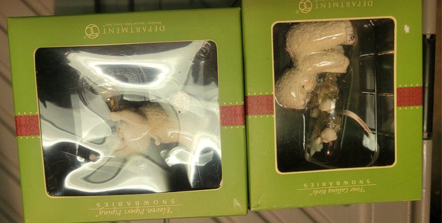 Department 56 Snowbabies Ornaments Lot Four Calling Birds Eleven Pipers Piping