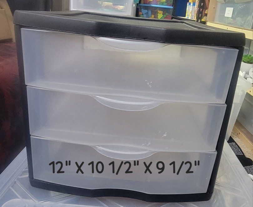 3 Plastic Storage Drawer Organizers in Various Sizesq