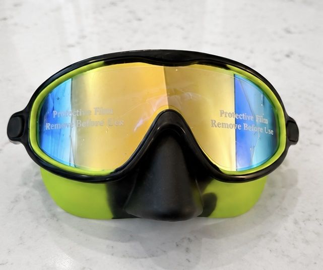 New Tibatoes Kids Swim Goggles w/ Nose Cover & Case - Mirrored & Clear, Ages 3-6