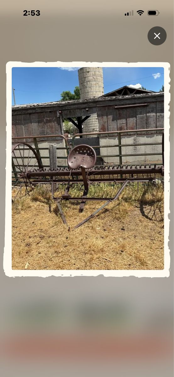 Vintage Antique Horse-Drawn Dump Hay Rake with Steel Wheels