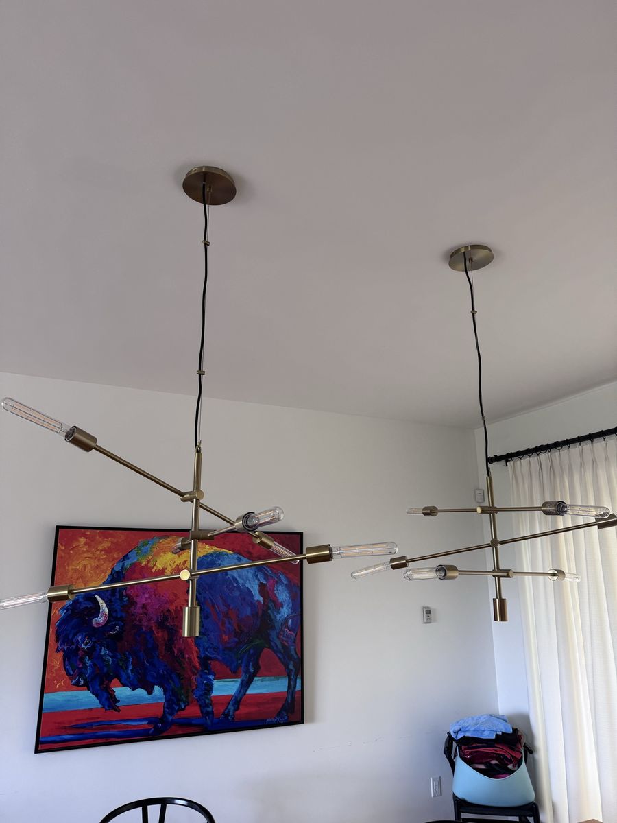 West Elm 3-arm Sputnik chandelier in antique brass finish