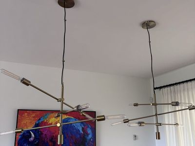 West Elm 3-arm Sputnik chandelier in antique brass finish