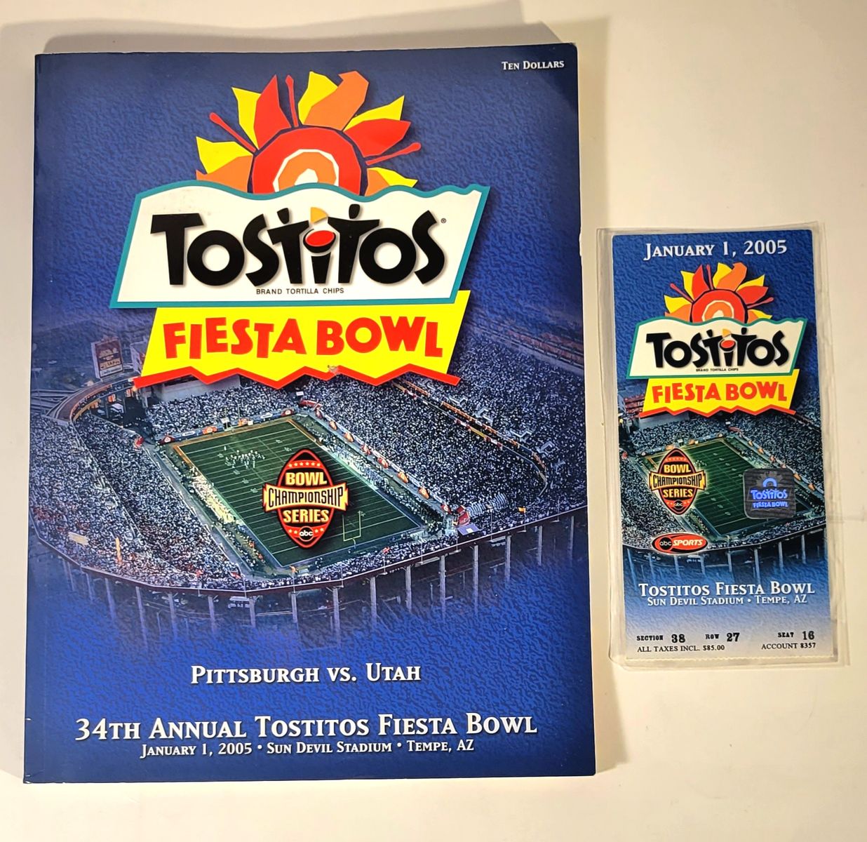 2005 Tostitos Fiesta Bowl Program & Ticket Stub