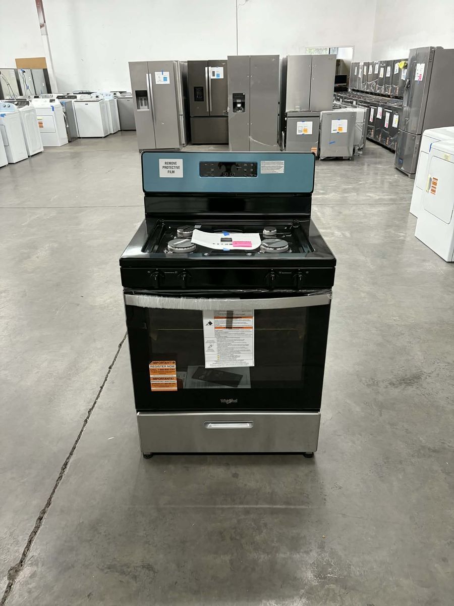 NEW WHIRLPOOL 4 BURNER GAS RANGE STAINLESS