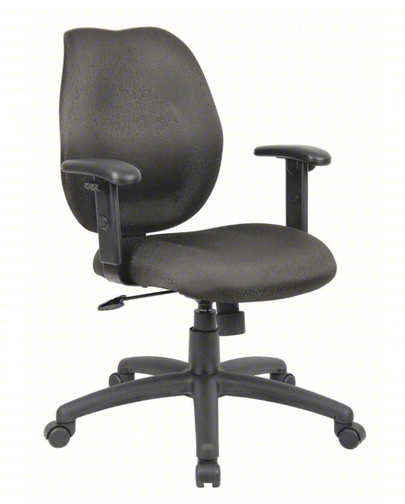 NEW Office Chair: Black, Fabric Material, 19 1/2 in Back Ht, 20 in Seat Wd, Black Frame 452R24