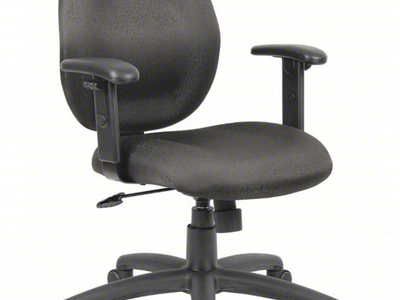 NEW Office Chair: Black, Fabric Material, 19 1/2 in Back Ht, 20 in Seat Wd, Black Frame 452R24