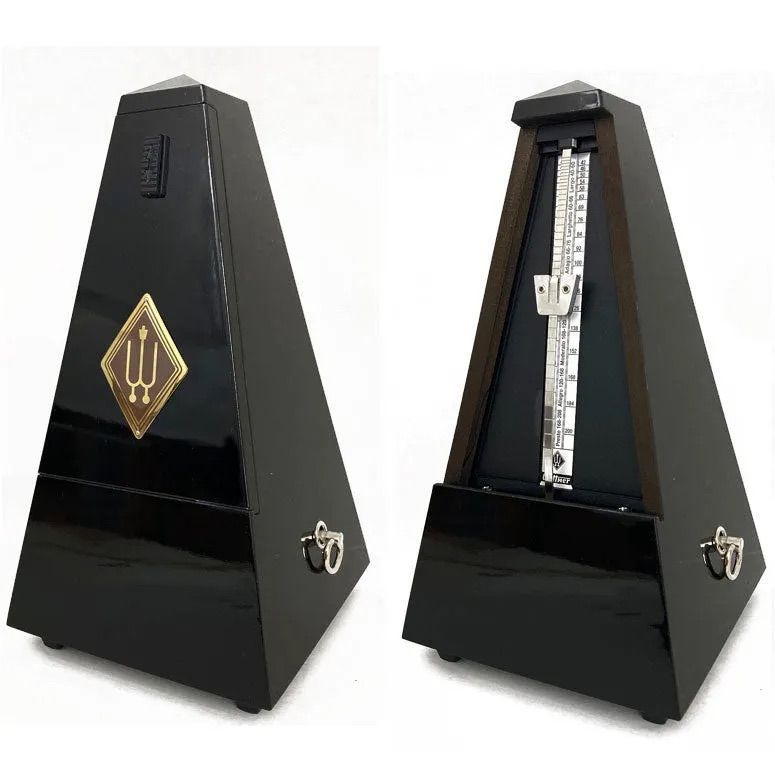 Wittner Maelzel Pyramid Metronome Series 806KA - Glossy Black Wood/Plastic - No Bell - 40-208 BPM