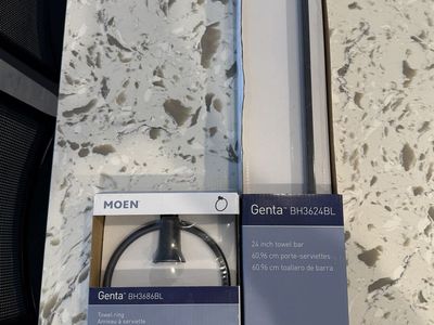 Moen Genta Matte Black Towel Bar & Ring Set