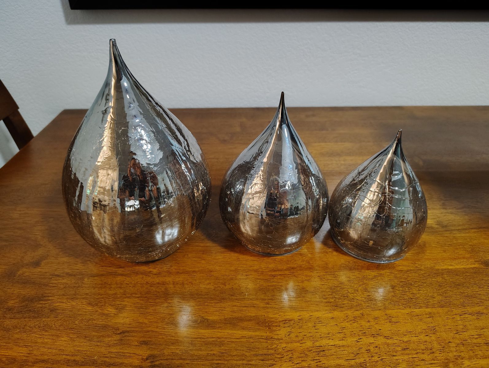 3 LED Glass Raindrops tabletop decor