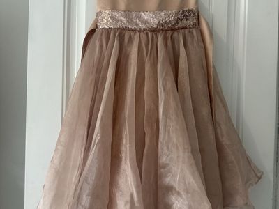 SIZE 8 Girls Formal Dress Rose Gold Sequin Tulle Party Gown