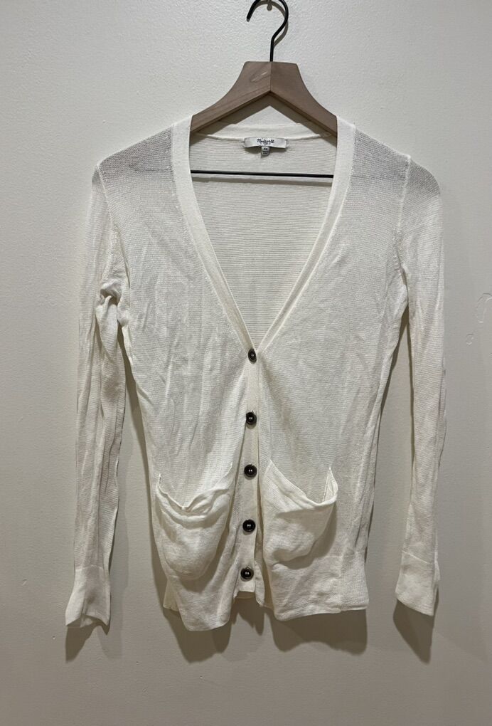 Madewell Ultra Thin Off White Cardigan Sweater XS