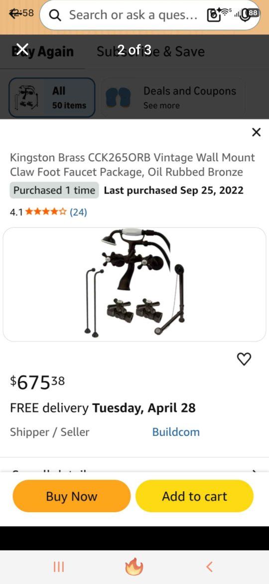 Kingston Brass CCK265ORB Vintage Wall Mount Claw Foot Faucet Package - Oil Rubbed Bronze