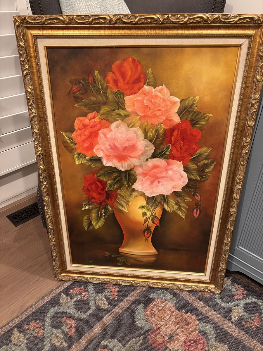 Mid Century Floral Painting