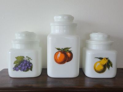 Canister set vintage milk glass