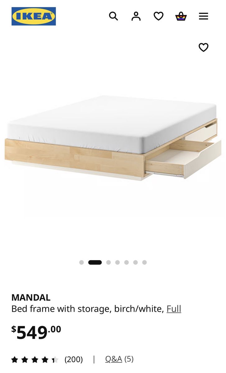IKEA Mandal FULL size bed frame with storage