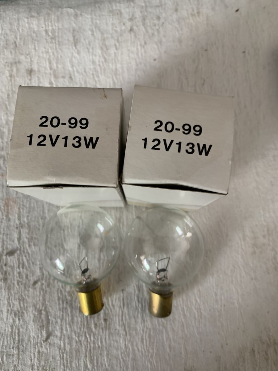 2x 12V 13W Clear Miniature Light Bulbs - 20-99 Model Round Globe Replacement Lamps