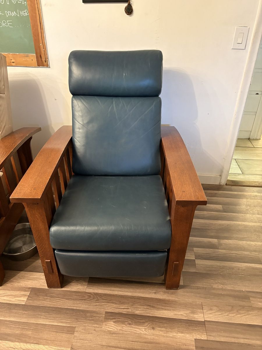 Gorgeous solid wood and leather recliners
