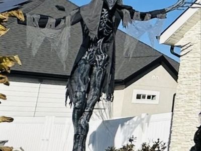 15ft grave and bones giant-sized animated LED crow