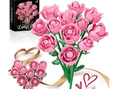 New in box Pink Rose Bouquet Building Set