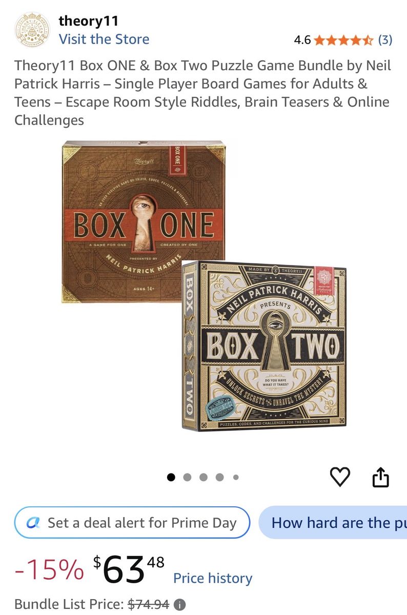 Theory11 Neil Patrick Harris BOX ONE & BOX TWO Puzzle Game Bundle - Ages 14+