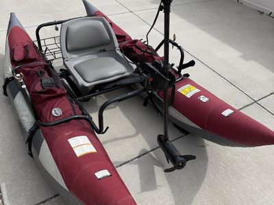 Wilderness Inflatable Pontoon Boat with Trolling Motor & Battery
