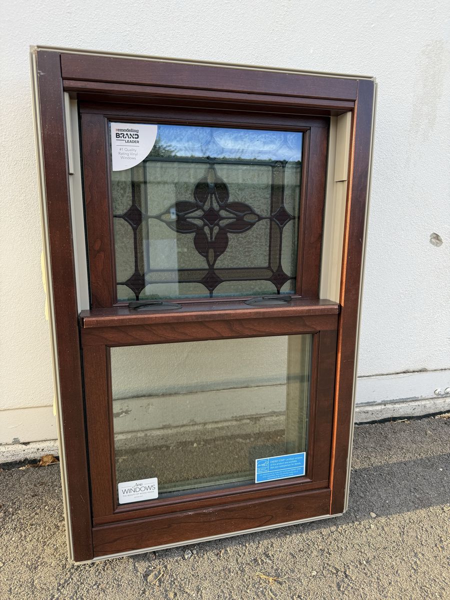 20"x30" Tan/woodgrain leaded Stainglass Window