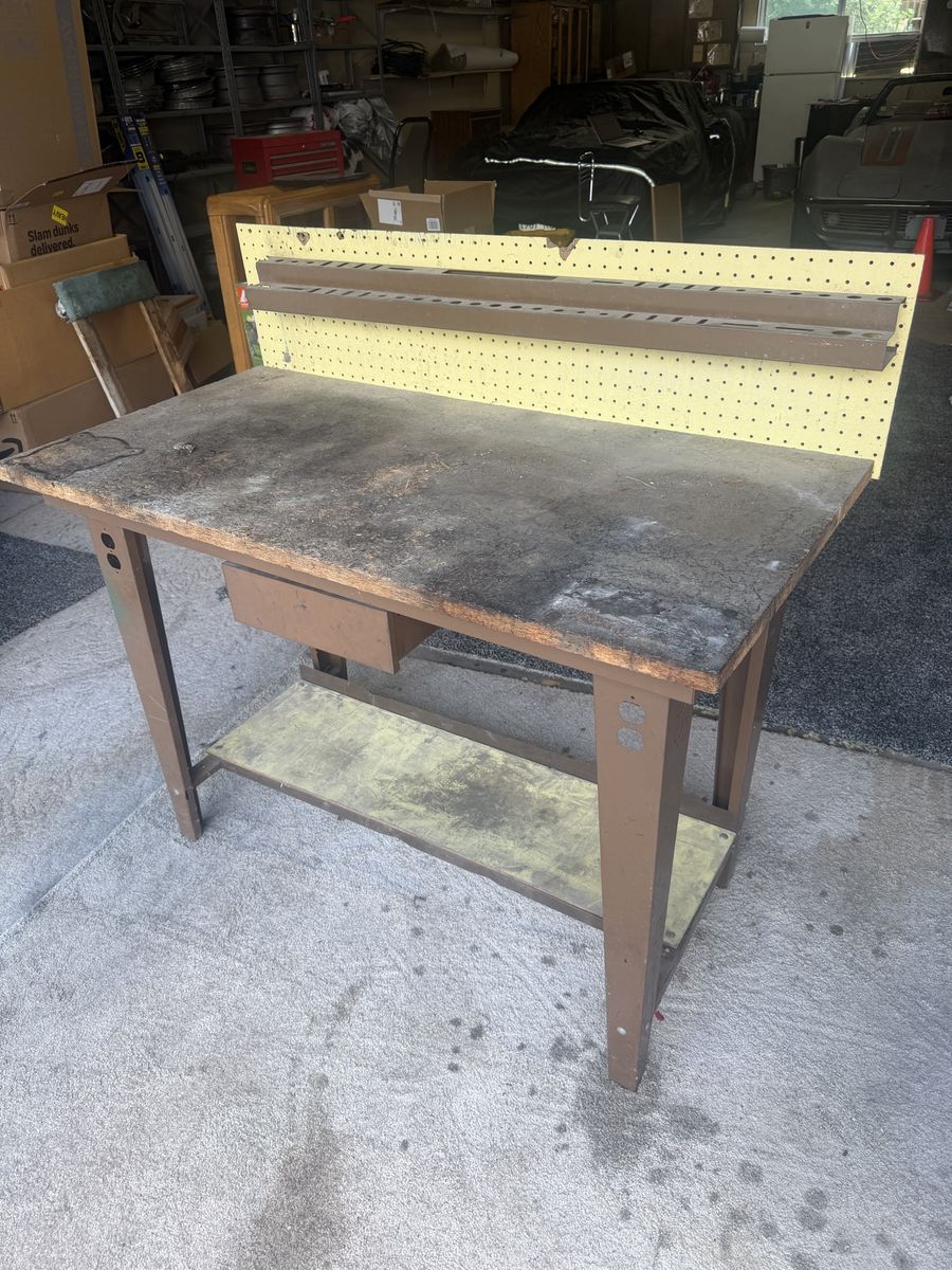 4’ x 2’ Heavy-Duty Wooden Workbench with Pegboard Backsplash & Storage Drawer