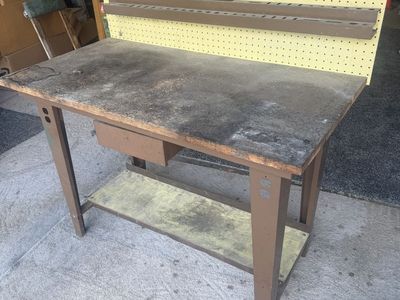 4’ x 2’ Heavy-Duty Wooden Workbench with Pegboard Backsplash & Storage Drawer