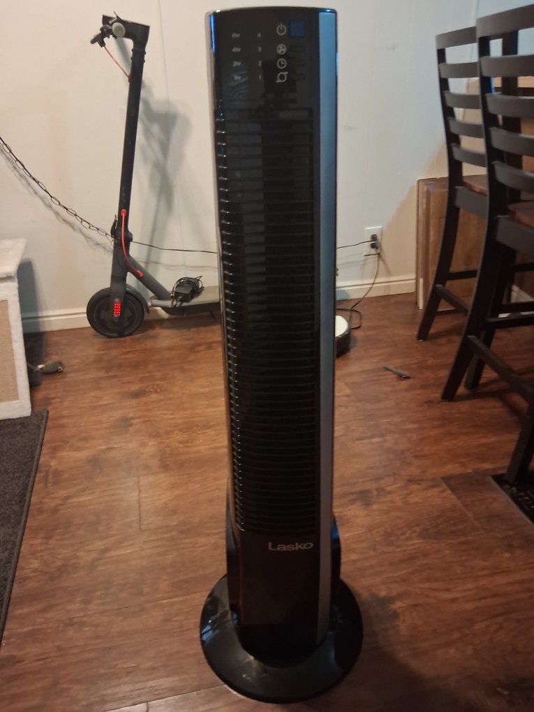 Lasko T48415 48in Oscillating Pedestal Tower Fan with Remote Control, Black