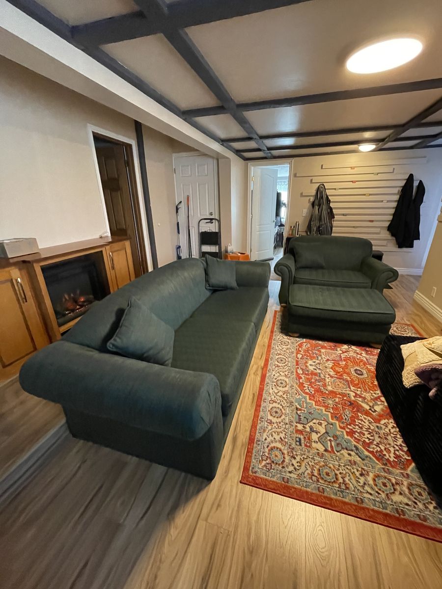 Hunter Green Sofa, Loveseat, and Ottoman