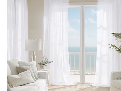 White Sheer Window Curtains - Lightweight Rod Pocket Panels