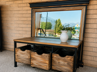 Elegant Hand-Refinished Entryway Bench with Storage, Hand Refinished
