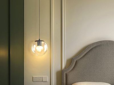 6" Matte Black/Clear Globe Pendant Light Fixture